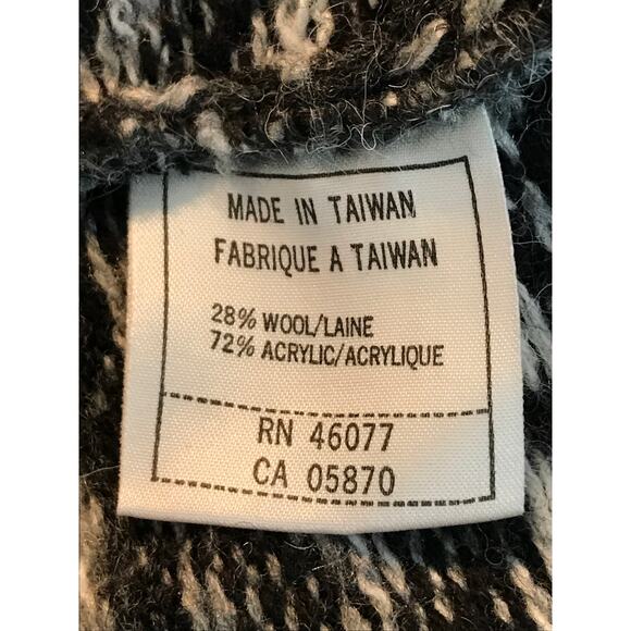 Esprit Sweater Small Womens Vintage Wool Blend Gray Black Geometric Design - Picture 7 of 8